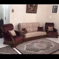 مبل راحتی ۵نفره بدنه چوب راش و بوفه چوب راش