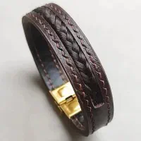 دستبند گیسوی یار چرم طبیعی و دست دوز