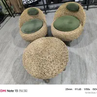 صندلی و گل میز حصیری