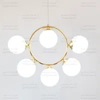 لوستر اشپزخانه اتاق خواب مدرن حبابی طلایی شش شعله