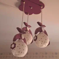 لوستر سه آویزه چوبی همراه دیوارکوب