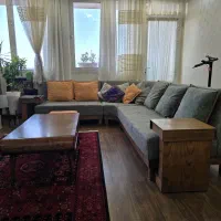 ست مبل ال۶ نفره مدرن+۲ عسلی،میز جلو مبلی و یک پاف