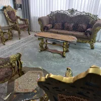 مبل ۷نفره وناهار خوری ۸نفره استیل،۱میز جلو و۲عسلی