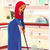 خانم برای نظافت منزل