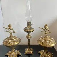 دو عدد قندان و یک چراغ برنج اصل