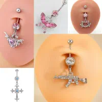 پیرسینگ ناف پینترستی نگین دار جواهری طرح های مختلف