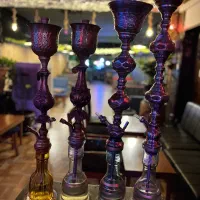 قلیان عربی برنجی بلندحکاکی شده با تنگ سینی