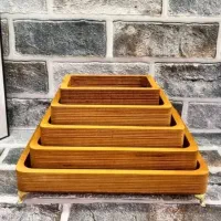 سینی سرو و پذیرایی چوبی در سه طرح 5 تیکه پایه دار