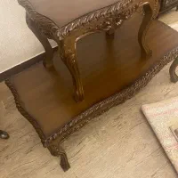 میز بزرگ با عسلی چوب گردو قدیمی