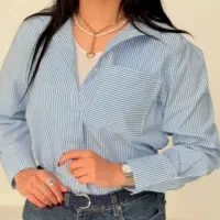 شومیز آبی سفید
