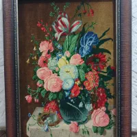 تابلو فرش گل گلدان