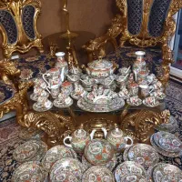 سرویس چینی مرغی ۱۲ نفره کامل نقاشی بادست و آب طلا