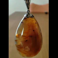 گردنبند عقیق جزع یمانی قدیمی با آویز نقره ـ سنگ