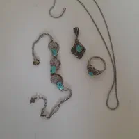 سرویس فیروزه انگشتر و گردنبد و دستبند
