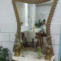 آینه و شمعدان بزرگ و سنگین برنز