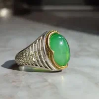انگشتر نقره مردانه و زنانه عقیق سبز کاهویی