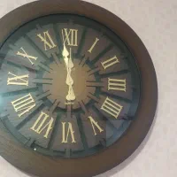 ساعت گرد بزرگ  یونانی  صفحه چوبی