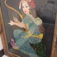 تابلو منجوق دوزی بزرگ کار دست قدیمی نو