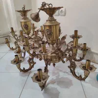 لوستر برنجی ست هال و پذیرایی ۱۲ و ۸ شعله کلاسیک