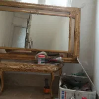آینه کنسول طلایی چوبی