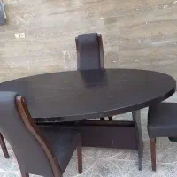 میزنهارخوری۶نفره جنس بدنه چوب روکش چرم