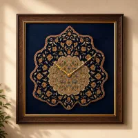 ساعت دیواری فرش دستباف تمام ابریشم قم
