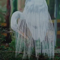 نقاشی رنگ روغن رئال/حواصیل دم سفید روسی/رنگ وینزور
