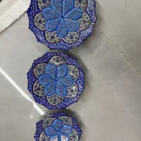 سه عدد بشقاب مسی مینا