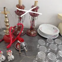 ظرف قدیمی مجسمه قلیون کلمن گلدان فنجان استکان