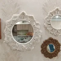 اینه گرد دیواری مکرومه