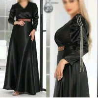 پیراهن مجلسی ساتن مشکی سایز1