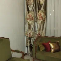 جفت والان مخمل گلدوزی ترک نسکافه ای پنل پرده