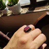 انگشتر نقره یاقوت سرخ  برمه معدنی سیاه قلم