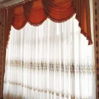 پرده حریر کتان حاشیه داربا ولان پارچه