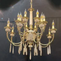 لوستر ۴+۴ شاخه ۱۶ شعله ترکیبی سنگ طبیعی و برنز