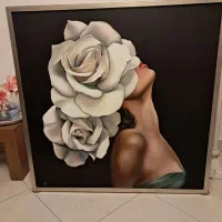 تابلو نقاشی طرح بانو و گل