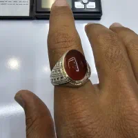انگشتر نقره با سنگ عقیق اصل