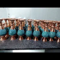 گلدان فیروزه کوبی،مسی