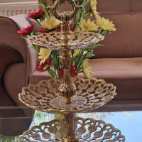 شیرینی و میوه‌خوری 3طبقه برنزی،رنگ ثابت و طرح بروز