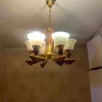 لوستر مدل کاج چوبی و آب طلا شش شاخه