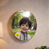 تابلو چوبی دایره فریم طلایی - چاپ عکس دلخواه شما