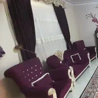 مبلمان کلاسیک هفت نفره بنفش سالم با میز عسلی