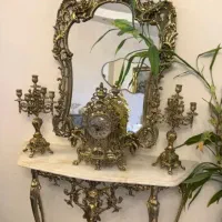 آیینه و شمعدان برنجی قدیمی
