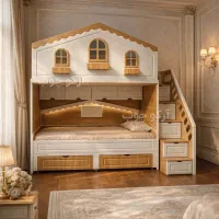 سرویس مجموعه تخت دوطبقه دو نفره نوجوان ۲ یک تک 90