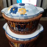 ۳عدد قابلامه چینی گل پنبه ای بزرگ