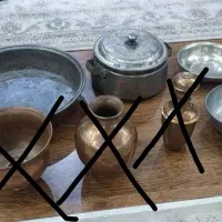 ماهیتابه و قابلمه مسی قدیمی