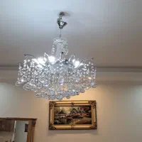 یک جفت لوستر کریستالی ۸ شاخه بدنه استیل