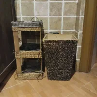 سبد سه طبقه وسطل حصیری