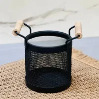 جا قاشقی فلزی دسته چوبی مشکی