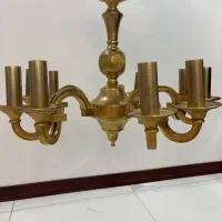 لوستر برنج قدیمی ۱۰ شاخه ابکاری طلا